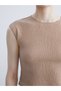 Trendy Picks from Kübra Butik: Solid-Color Textured Blouse with a Stand-Up Collar with Yoke Detail - 4