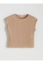 Trendy Picks from Kübra Butik: Solid-Color Textured Blouse with a Stand-Up Collar with Yoke Detail - 6