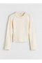 TWO MT SHOP QUALITY LCW Vision Ecru Oval-Neck Beaded Women's Knit Sweater - 5