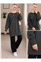Anthracite Crew Neck Oversized Women's Knitwear Tunic - 5