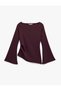 Cotton Draped Asymmetrical Cut Long Bell-Sleeve T-Shirt - 4