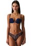 Navy Blue Daphne Push-Up Floral Bra