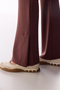 Brown Modal Slit Flare Pants - 4