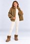Girls' Plush, Heat-Retaining, With Bow Detail, Transitional Winter Cardigan Ak4180