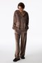 Beige Soft Velvet V-Neck Long Sleeve Sweatshirt - 5