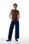 Brown Top with Draped Lace Details - 4