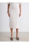 TWO MT SHOP QUALITY Soulife Ecru Jersey Straight Midi Skirt for Women - 2