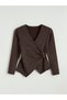 From UZG STORE: A Double-Breasted, Ruched, Roba Collar, Buckled Blouse - 6