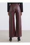 Soulife Burgundy Faux Leather Straight-Leg, Loose-Fit, Wide-Leg Women's Pants—The ALITA CITY Difference - 4