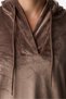 Beige Soft Velvet V-Neck Long Sleeve Sweatshirt - 4