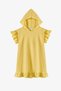 Girls' Yellow Sleeveless Towel Dress with Ruffled Design and Pom-Poms - 4