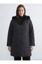 Fur Hooded Quilted Women's Puffer Coat - 3