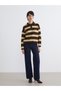 Women's Knitwear Sweater with Turn-Down Roba Collar and Stripes from Uzg Store for Style Enthusiasts - 3