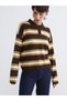 Women's Knitwear Sweater with Turn-Down Roba Collar and Stripes from Uzg Store for Style Enthusiasts - 2