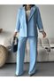 Blazer Jacket and Wide-Leg Pants Set - 4