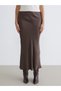 Two Mt Shop Quality Lcw Vision Brown Satin Plain Midi Women's Skirt - 2