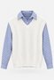 Unisex Long-Sleeve Shirt with a Shirt Collar, Knit White Sweater-Shirt