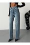 Women's High-Waisted Asymmetrical Cross-Detail Wide Leg Jeans - 4