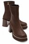 VALENA Brown Nubuck Women's Platform Heeled Boots