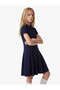 Pleated Polo Collar Navy Blue Girls' Dress 7WKG80006AK - 2