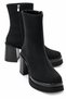VALENA Black Nubuck Women's Platform Heeled Boots