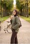 Women's Khaki Crew Neck Striped Oversized Modest Sweatshirt Tunic, 75 cm - 4
