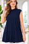 Tunic Blouse Undershirt Tunic, Navy Blue, Sleeveless, Half-Crew Neck, Soft-Textured, 40006 - 3