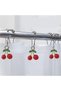 Cherry Shower Curtain Hooks, 12-Piece, Stainless Steel Rings, Decorative Resin Charm - 6