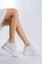 CloudLift Women's White Leather Sneakers with Hidden Heels—Casual, Comfortable Sneakers with an 8 cm Heel to Make You Look Taller - 3