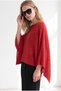 Women's Red Glittery Knit Poncho Cardigan HRK-19000531 - 7