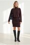 Women's Burgundy Mock Neck Drapey Dress with Draping Details ELB-19002695 - 3