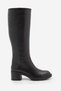 Women's Genuine Leather Zipper-Front Chunky-Heeled Casual Boots - Given Black - 3