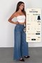 Women's Light Blue Washed Extra Wide Leg High Waist 100% Tencel Jean Jeans Angel-2052 - 4