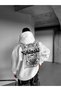 Men's Oversized Hooded Sweatshirt with Back Print, Black and Ecru