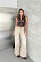 Beige Women's Extra Wide Leg Jeans 100% Cotton High Waist Denim Pants Angel-2060 - 2