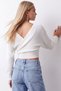 Women's Ecru Front-and-Back V-Neck Double-Breasted wrap blouse ALC-019-053-BLZ - 5