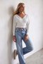 Women's Ecru Front-and-Back V-Neck Double-Breasted wrap blouse ALC-019-053-BLZ - 2