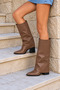 Milk Coffee Look Leggings with Detailed Snap-On/Snap-Off Attachment, Heeled Pointed Toe Shoes with Zip Detail, Women's Boots - 4