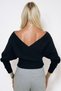 Women's Black Front Back V-Neck Double Breasted Blouse ALC-019-053-BLZ - 8