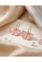 Gold Plated Leaf Pink Pearlescent Enamel Earrings