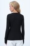 Women's Black Crew Neck Blouse with Front Slit and Button Detail by Ottoban ALC-X14345 - 6