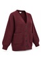 M1720032 Button-Front Cardigan Women's Sweatshirt BURGUNDY - 5