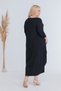 Women's Black Maxi Dress with Wide Neckline and Hip-Covering Design in Plus Sizes - 6