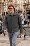 Men's Premium Transitional Charcoal Grey Jacket with Cashmere Buttons - 4