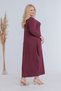 Women's Burgundy Boat Neck Hip-Covering Plus-Size Maxi Dress - 6