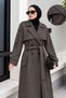 Double-Breasted Melton Coat with Collar Detail, TSD260378, Charcoal Grey - 2