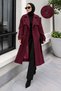 Wrap Neckline Melton Coat with Epaulet Detail, TSD260378, Plum - 2