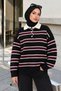 Half-Button Striped Polo Collar Sweater Tsd260380 Black - 3