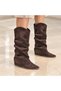 Women's Genuine Leather Suede Drape Boots - 5