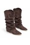 Women's Genuine Leather Suede Drape Boots